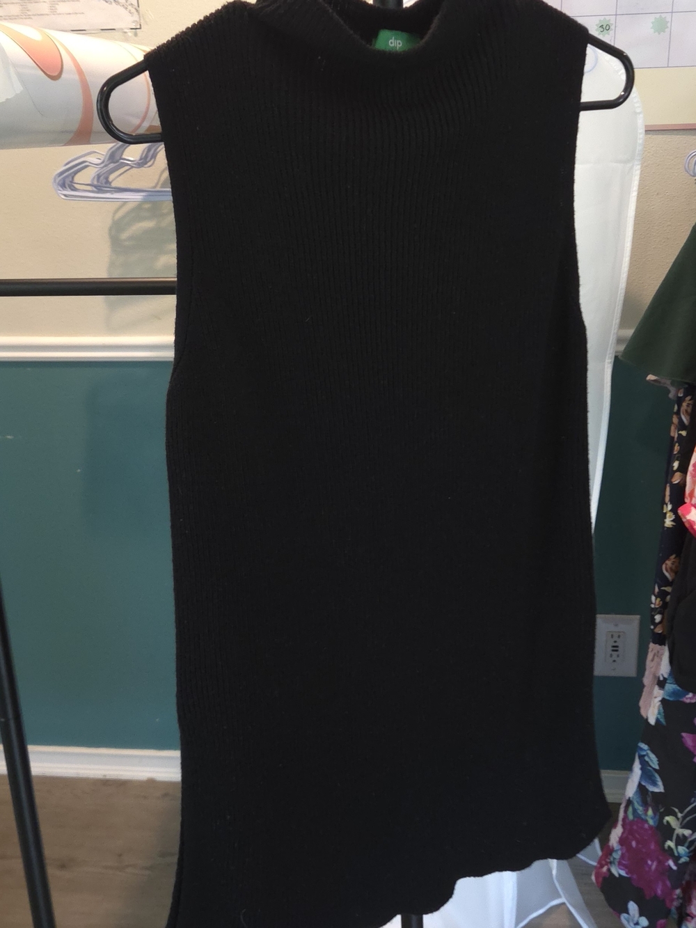 dip Black Sleeveless Midi Knit Dress